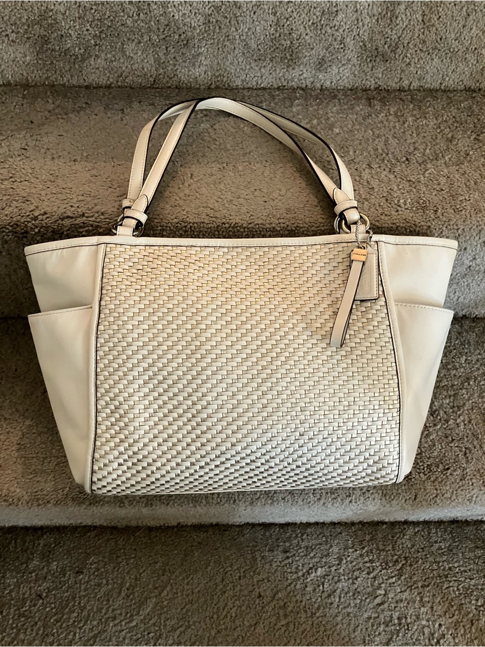 SPOTLESS AND LIKE BRAND NEW!! COACH PARK WOVEN LEATHER TOTE SHOULDER BAG F31285 - Picture 2 of 13